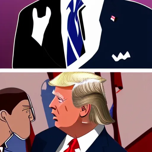 Prompt: Joe Biden kisses Donald Trump, anime, hd