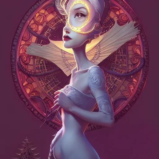 Image similar to sally, nightmare _ before _ christmas, intricate, elegant, highly detailed, my rendition, digital painting, artstation, concept art, smooth, sharp focus, illustration, art by artgerm and greg rutkowski and alphonse mucha and uang guangjian and gil elvgren and sachin teng, symmetry!!