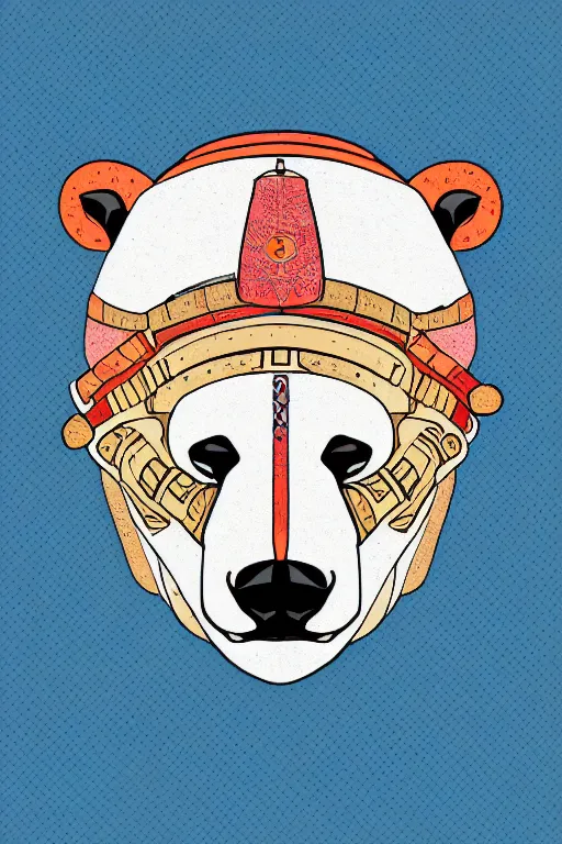 Image similar to Portrait of a polar bear as a samurai, knight, medieval, sticker, colorful, illustration, highly detailed, simple, smooth and clean vector curves, no jagged lines, vector art, smooth