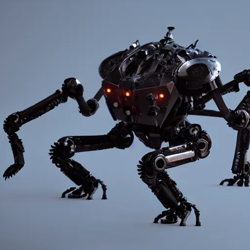 Image similar to hexapod beast, robotic, convex, kitbashing, robot, unreal engine, 4 k