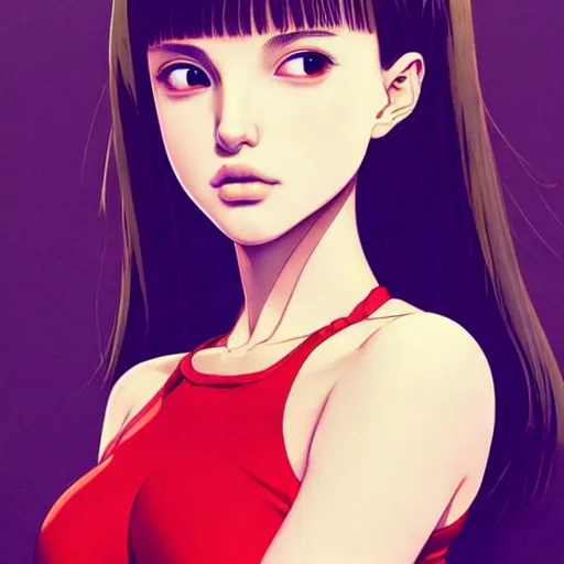 Image similar to a beautiful young japanese natalie portman alluring gravure model, wearing elaborate designer tank top, by akira toriyama and wlop and ilya kuvshinov and artgerm and, aesthetic, gorgeous, stunning, alluring, attractive, artstation, deviantart, pinterest, digital art