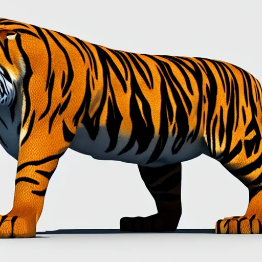 Prompt: poly sabertooth tiger, 3D model, blender
