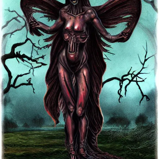 Prompt: samhain figure, creature, wicca, occult, harvest, fall, hyper - realistic, ultra resolution, creepy, dark, witchcore