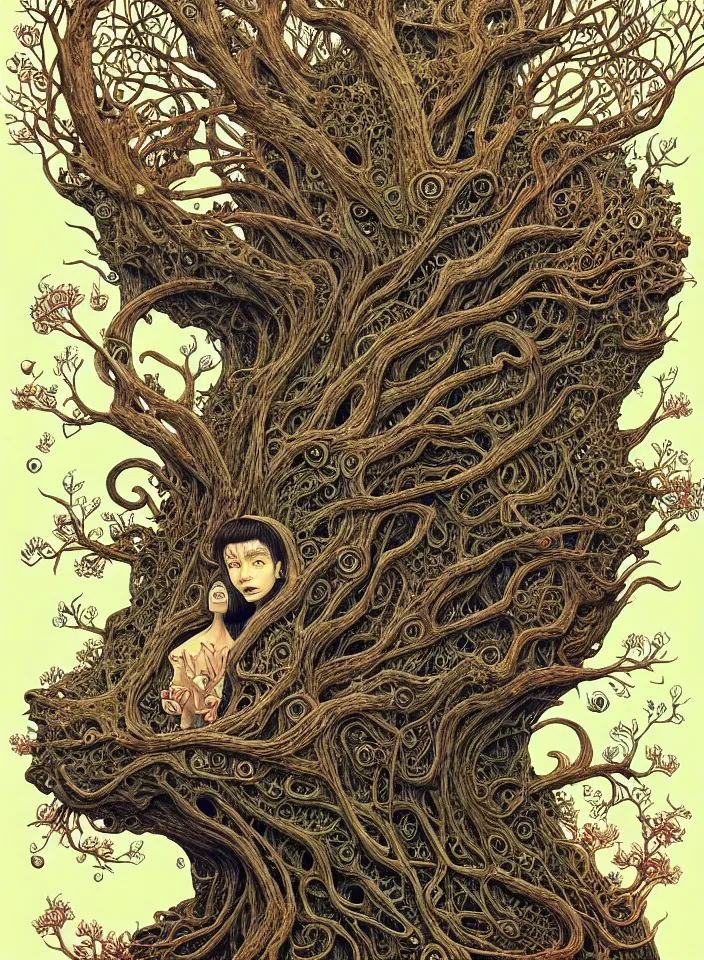 Image similar to portrait painted in jacek yerka style drawn by vania zouravliov and takato yamamoto, inspired by the tree of life, intricate acrylic gouache painting, high detail, sharp high detail, artstation