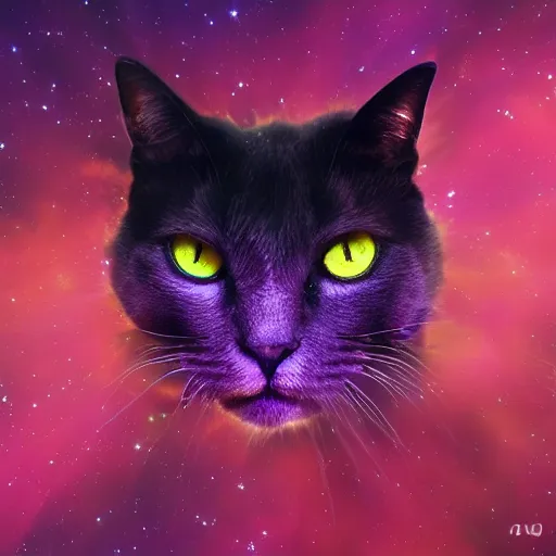 Image similar to Purple nebula in the shape of a cat\'s claw,artstation,highly detailed