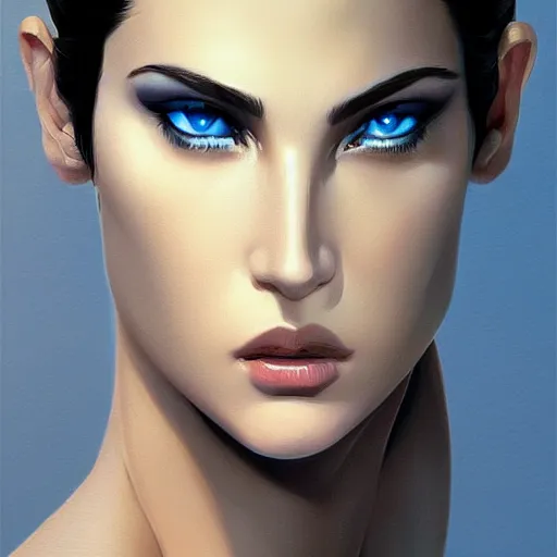 Prompt: Greek Bellucci , blue eyes, elegant, sharp focus, beautiful face, Hyper-realistic, Highly Detailed, HD, by Brom, by beeple, studio ghibli, wallpaper, highly detailed, trending on artstation