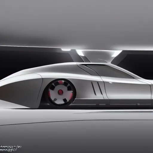 Image similar to photo of porsche spaceship, highly detailed, realistic shaded lighting, designed by syd mead, 8 k