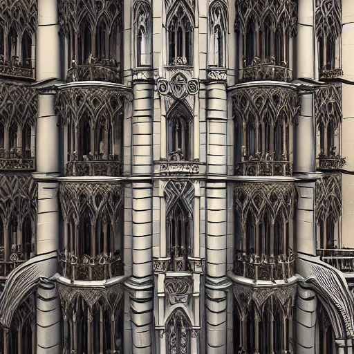 Prompt: gothic architecture with many balconies flappy wavy made from ligaments bones tendons 8 k detailed hd digital render steampunk award winning salvador dalle