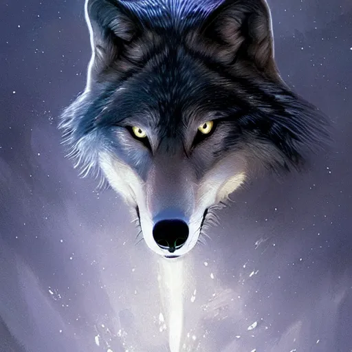 silver wolf with blue eyes anime