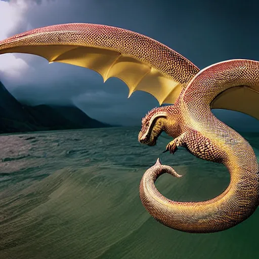 Prompt: national geographic professional photo of dragonair, award winning