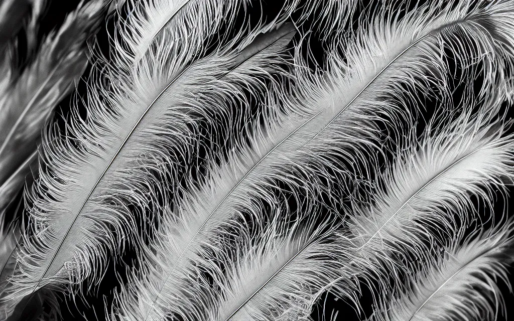 Image similar to close up of feathers, high contrast cinematic lighting, ambient occlusion render, duotone, detailed