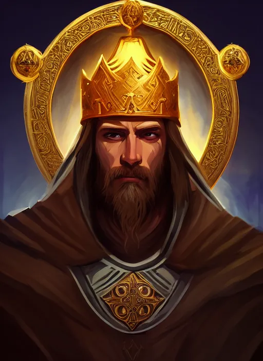 Prompt: iich king arthas as an orthodox icon, grim - lighting, high - contrast, intricate, elegant, highly detailed, digital painting, artstation, concept art, smooth, sharp focus, illustration