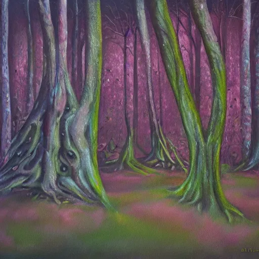 Image similar to fairy dust forest, oil and acrylic on canvas, surrealism, high detail