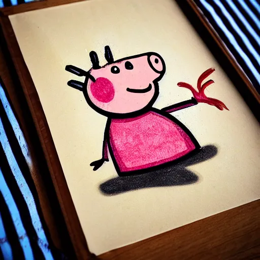 Image similar to roasted peppa pig on a barbecue hand drawn