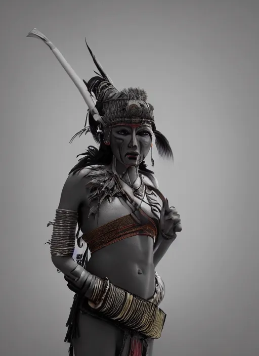 Prompt: a Photorealistic dramatic hyper realistic render of a glamorous Maya warrior smoke by Ken Brower and Deborah Ory, Lois Greenfield, Beautiful dynamic dramatic dark moody lighting, volumetric, shadows, cinematic atmosphere, Octane render,8K