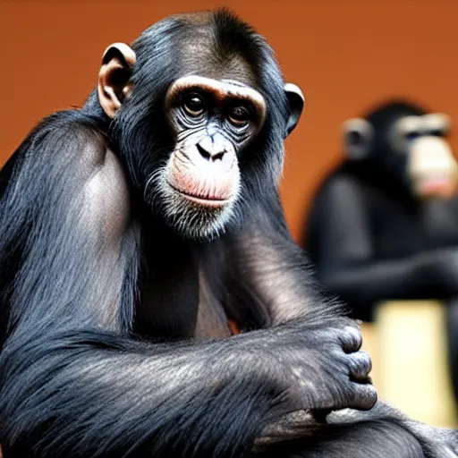 Prompt: a chimpanzee shopping in an apple store