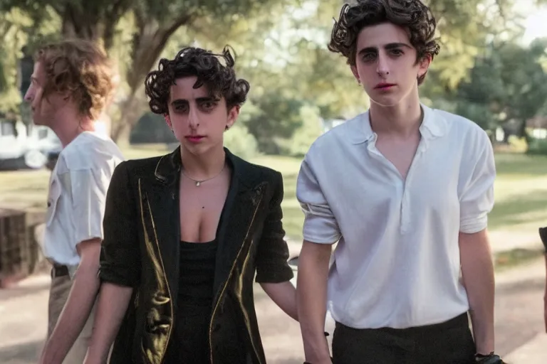 Image similar to lady gaga and timothee chalamet holding hands, red weapon 8 k s 3 5, cooke anamorphic / i lenses, highly detailed, cinematic lighting