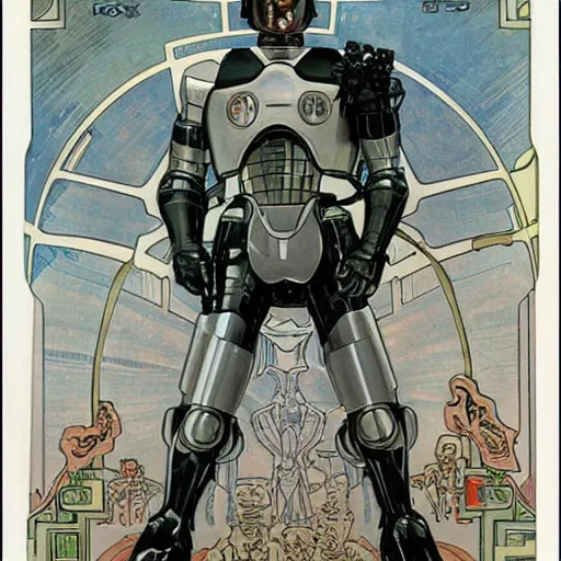 Image similar to robocop by mucha