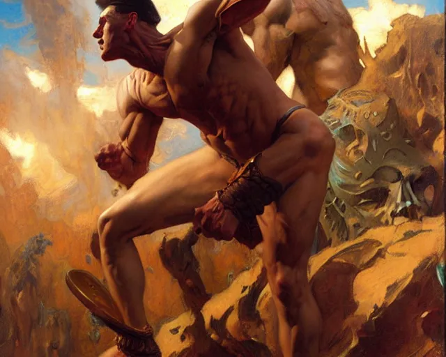 Image similar to muscular magician man, resurrecting the dead. highly detailed glossy matte oil painting by gaston bussiere, craig mullins, j. c. leyendecker, tom of finland