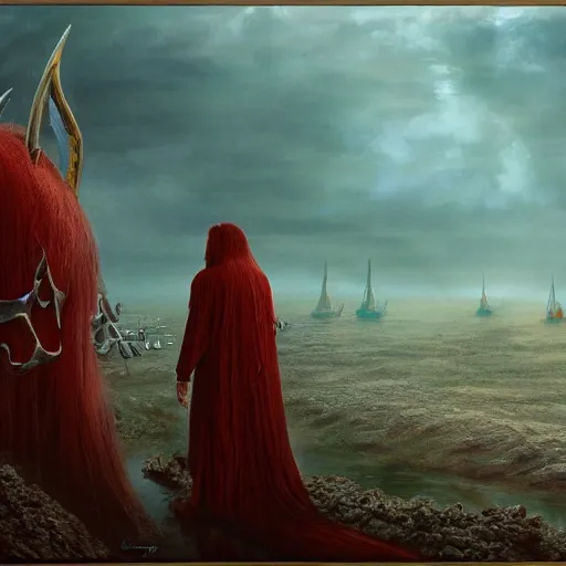 Prompt: Red Hullk, elden ring boss, matte painting, detailed, elden ring, oil on canvas