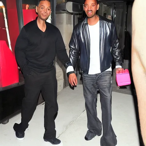Prompt: Will Smith is actually cake inside, paparazzi photograph