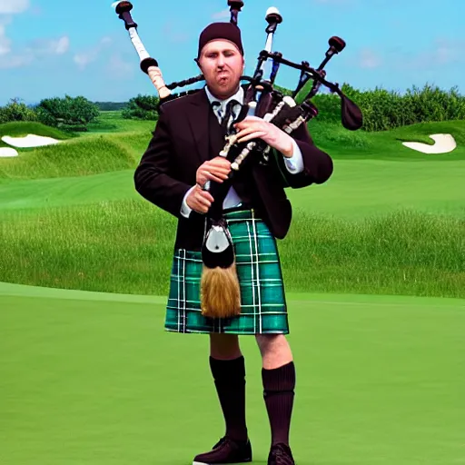 Prompt: Hornet playing bagpipes on a golf course, realistic, hyper real, detailed,