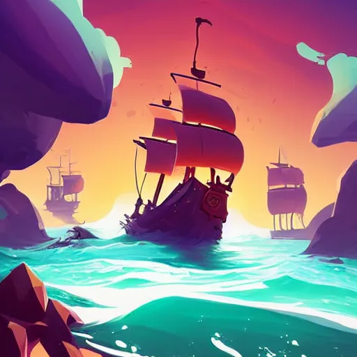 Image similar to painting treasure on sea of thieves game smooth median photoshop filter cutout vector, behance hd by jesper ejsing, by rhads, makoto shinkai and lois van baarle, ilya kuvshinov, rossdraws global illumination