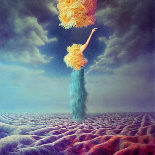 Prompt: a hyper realistic photograph of my hopes floating through a surreal landscape of fears by agostino arrivabene, psychedelic digital art photoreal, fractal, golden ratio, inter dimensional - w 7 6 8