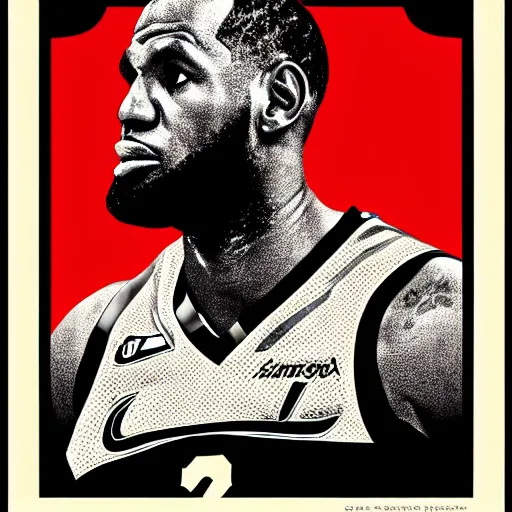 Image similar to Portrait of Lebron James by Shepard Fairey