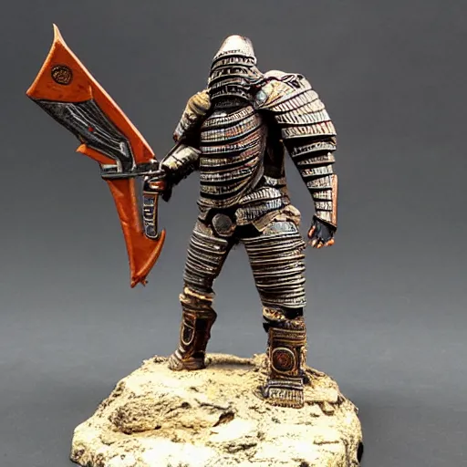 Image similar to archeologic hi - tech lowlife armored warrior, very ornated, very detailed