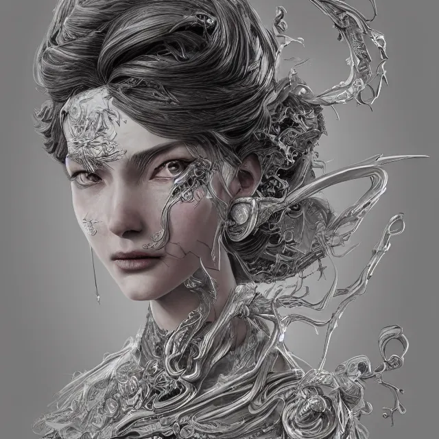 Prompt: the portrait of the chaotic evil alignment personified as an absurdly beautiful, graceful, elegant, sophisticated, young woman made, an ultrafine hyperdetailed illustration by kim jung gi, irakli nadar, intricate linework, bright colors, octopath traveler, final fantasy, unreal engine 5 highly rendered, global illumination, radiant light, detailed and intricate environment
