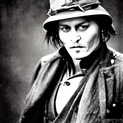 Prompt: johnny depp world war 1 photograph