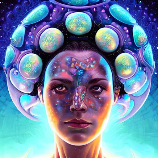 Image similar to cosmic fractal biopunk lofi portrait, pixar style, by tristan eaton stanley artgerm and tom bagshaw.