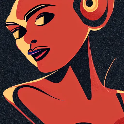 Prompt: robot android woman 1 9 5 0 s era vector art cell shaded allure beautiful makeup curvy highly detailed art by ilya kushinov