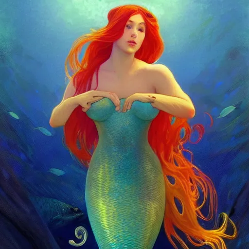 Image similar to a mermaid with a beautiful long fin, cinematic lighting, soft bokeh, fantasy, modern, colourful, highly detailed, digital painting, artstation, deviantart, concept art, sharp focus, illustration, alphonse mucha, edward hopper