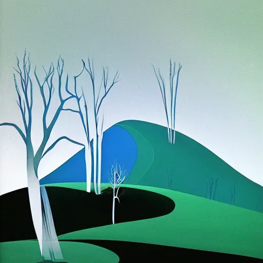 Image similar to Artwork by Eyvind Earle