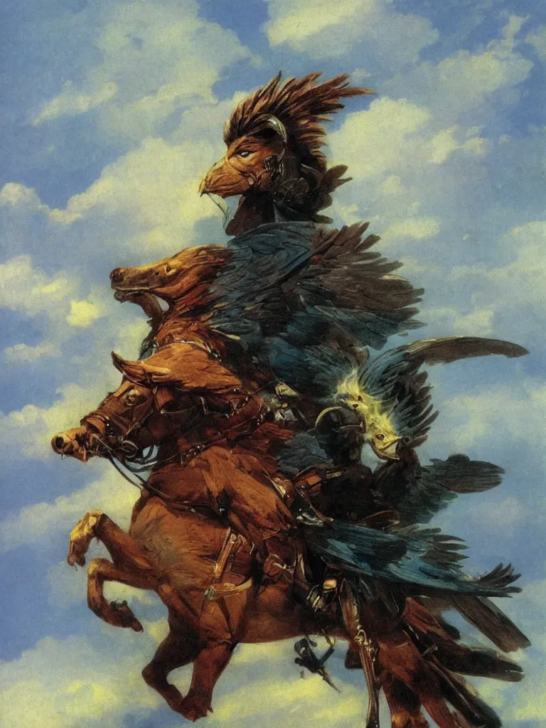 Prompt: noble hero portrait with an eagles head in rogue attire, by jack kirby italo calvino and ivan aivazovsky,