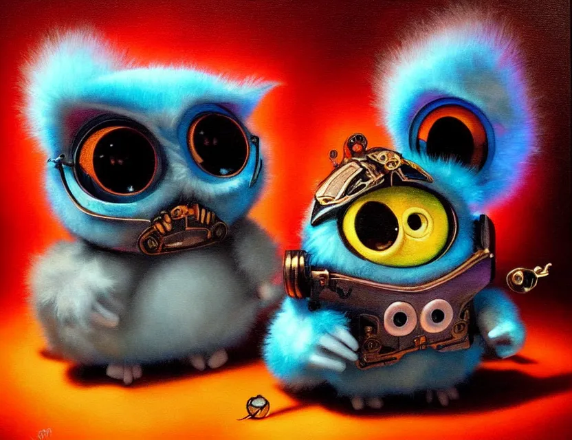 Prompt: interdimensional furby. this oil painting by the award - winning mangaka has dramatic lighting, an interesting color scheme and intricate details.