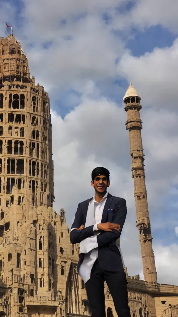 Prompt: rishi sunak in his ivory tower