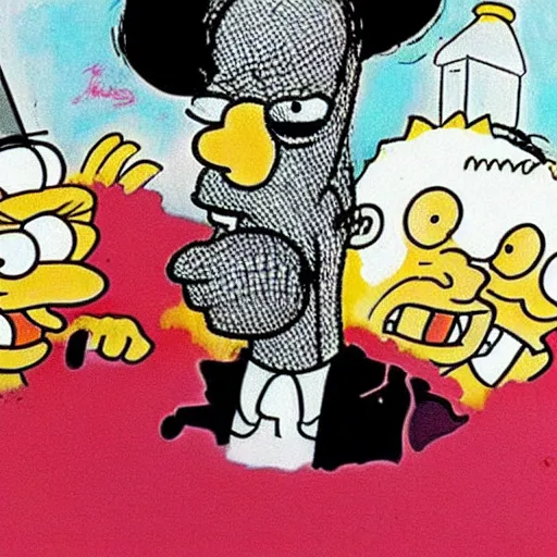 Prompt: homer simpson art by ralph steadman