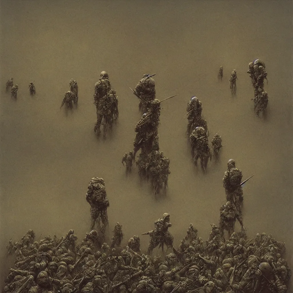 Image similar to war, zdislaw beksinski