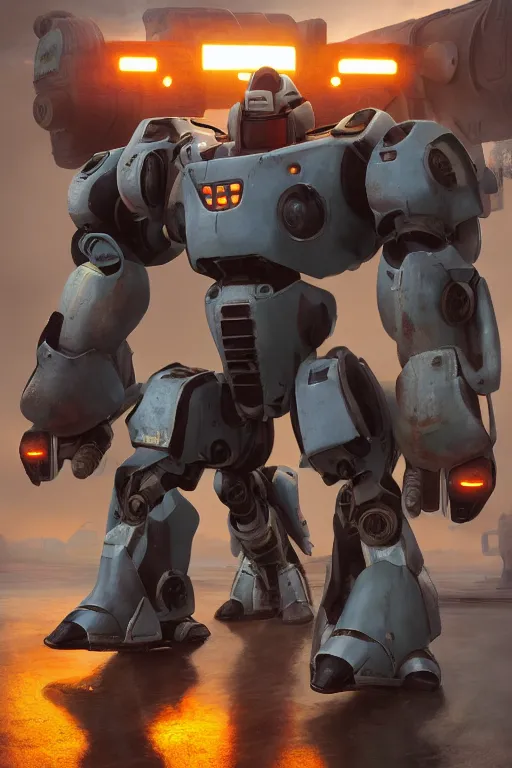 Image similar to mechwarrior 5 : mercenaries mech megaman transformer robot boss tank engine game octane render, 4 k, hd 2 0 2 2 3 d cgi rtx hdr style chrome reflexion glow fanart, global illumination ray tracing hdr fanart arstation by ian pesty by jesper ejsing pixar and disney unreal zbrush central hardmesh