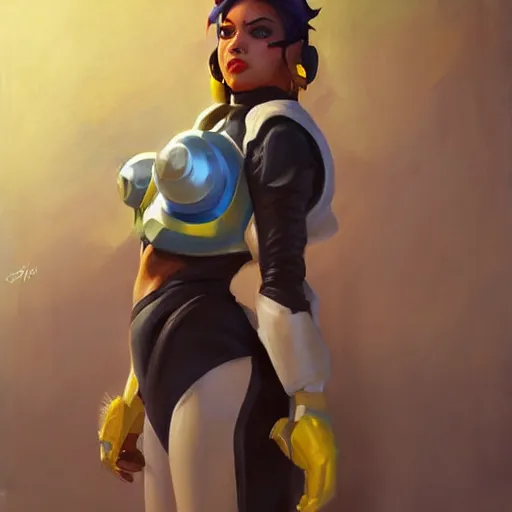 Image similar to greg manchess portrait painting of yuffi as overwatch character, medium shot, asymmetrical, profile picture, organic painting, sunny day, matte painting, bold shapes, hard edges, street art, trending on artstation, by huang guangjian and gil elvgren and sachin teng