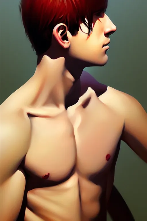 Image similar to attractive male, painting by ilya kuvshinov