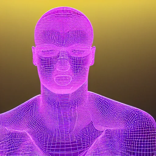 Image similar to a 3d human head made up of shiny holograms