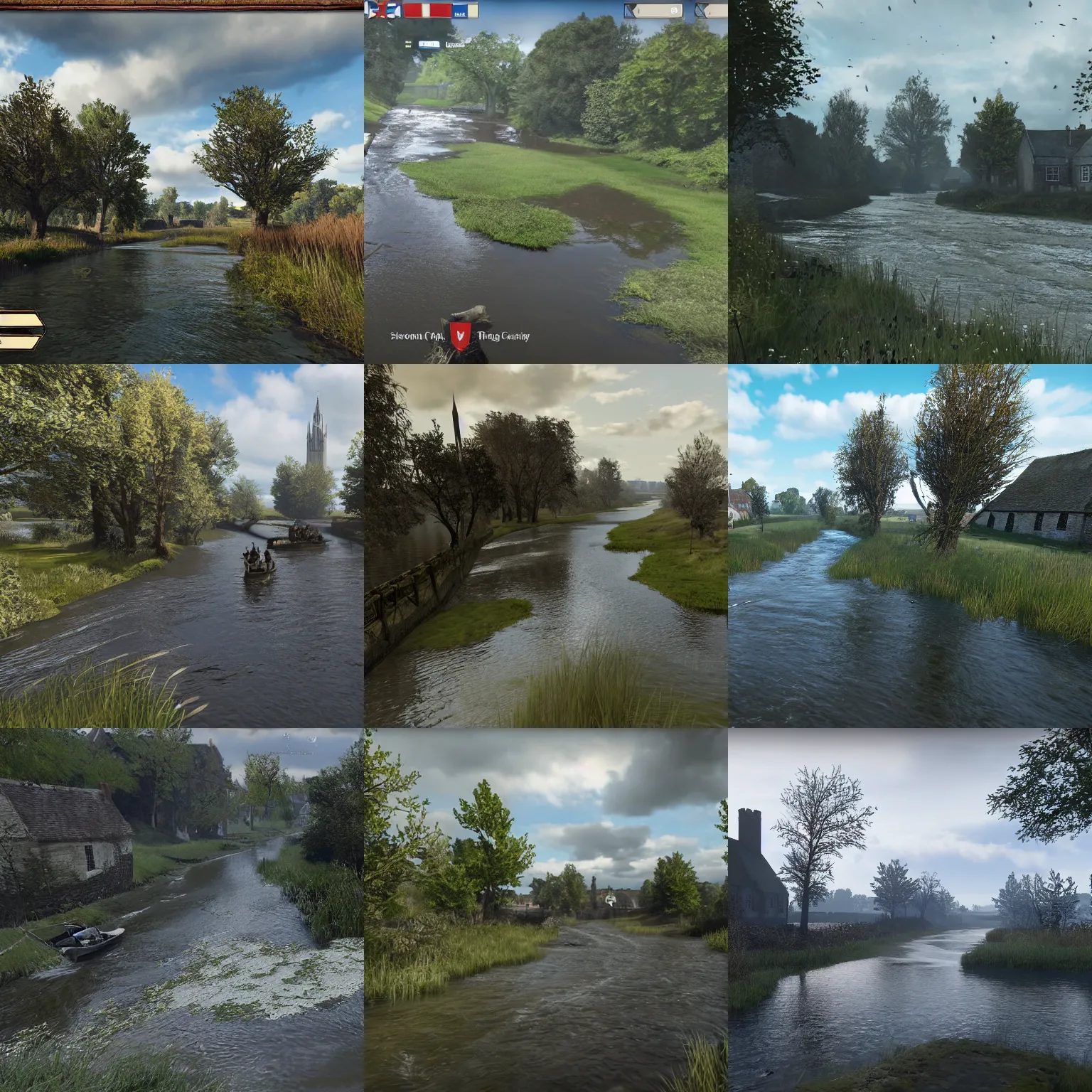 Prompt: river stour in canterbury, screenshot from the game'battlefield v'