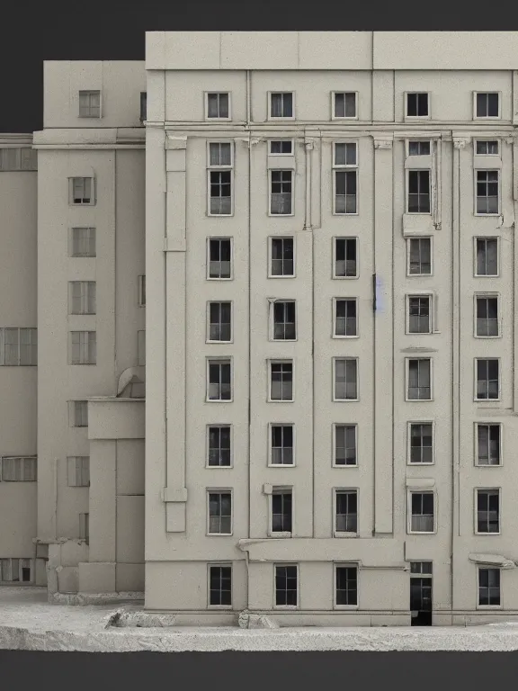 Prompt: a soviet paneled building , miniature, diorama , 3d render