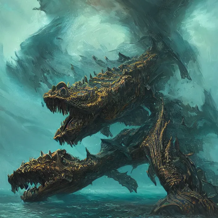 Prompt: sea monster under the ocean d & d, d & d style, trending on artstation, intricate, highly detailed, vivid painting, colorful, art by greg rutkowski