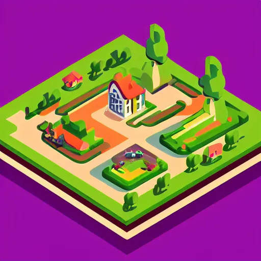 Prompt: cute isometric country