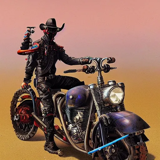 a cyberpunk cowboy fully decked out in his cowboy hat,, Stable Diffusion